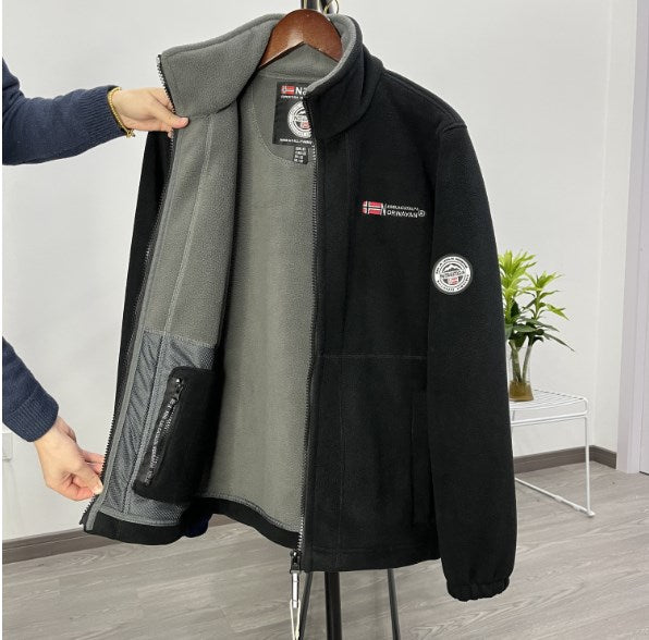Nová pánská silná fleecová bunda z roku 2025, teplá a lehká, velká velikost