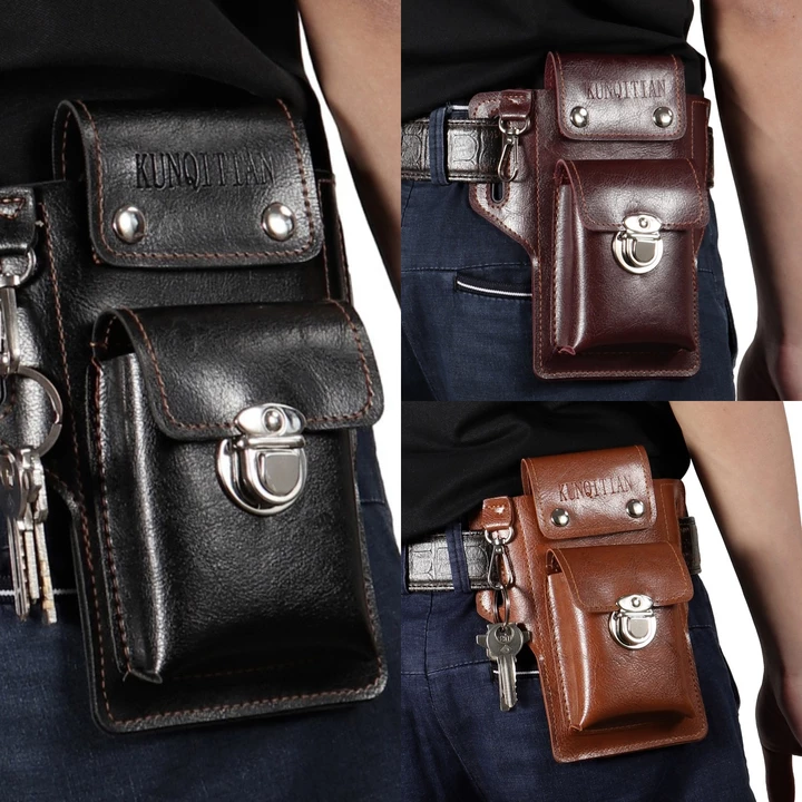 Multifunkční kožená ledvinka pro muže