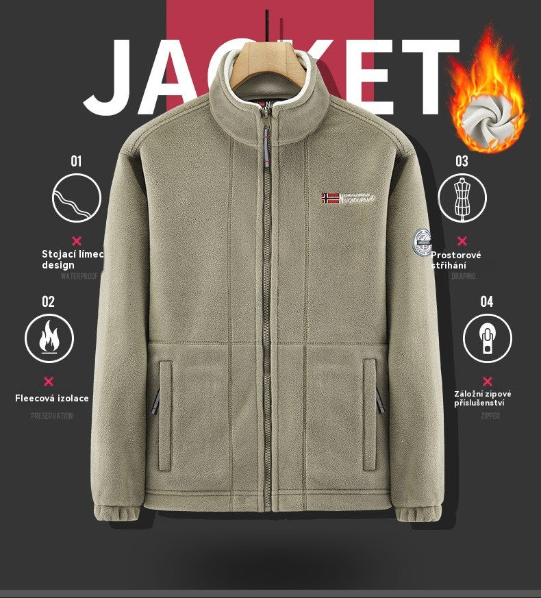 Nová pánská silná fleecová bunda z roku 2025, teplá a lehká, velká velikost