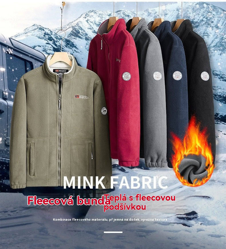 Nová pánská silná fleecová bunda z roku 2025, teplá a lehká, velká velikost