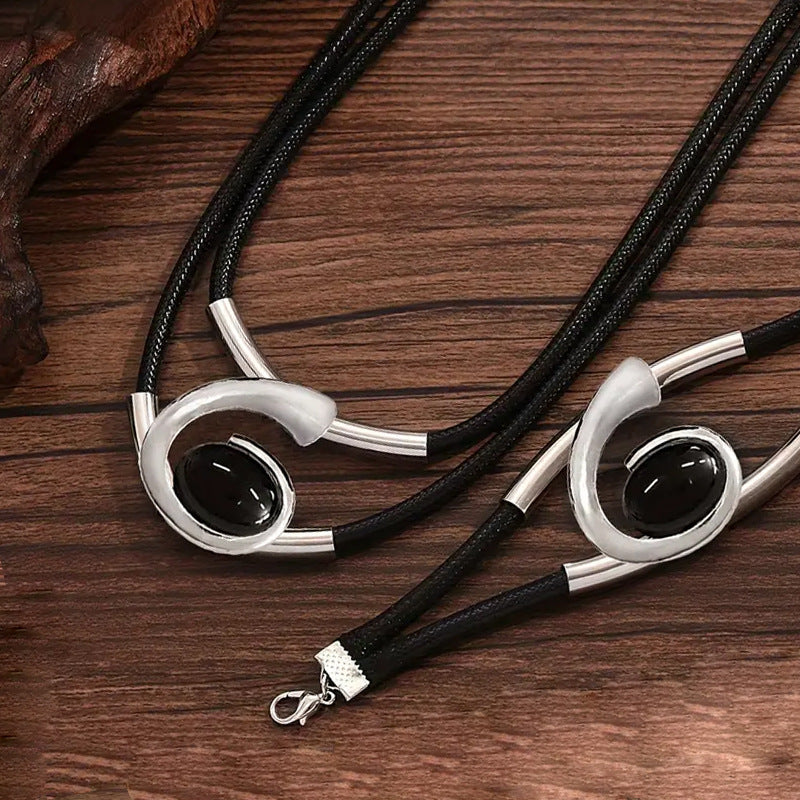 ✨🔥Sada náhrdelníku a náramku v bohémském stylu s drahokamy