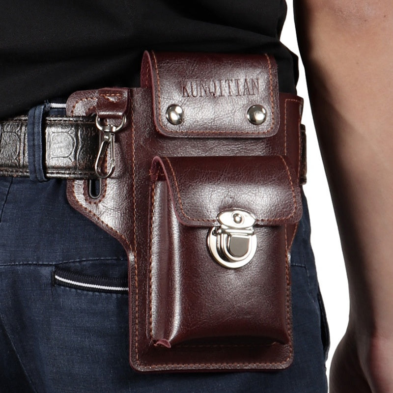 Multifunkční kožená ledvinka pro muže