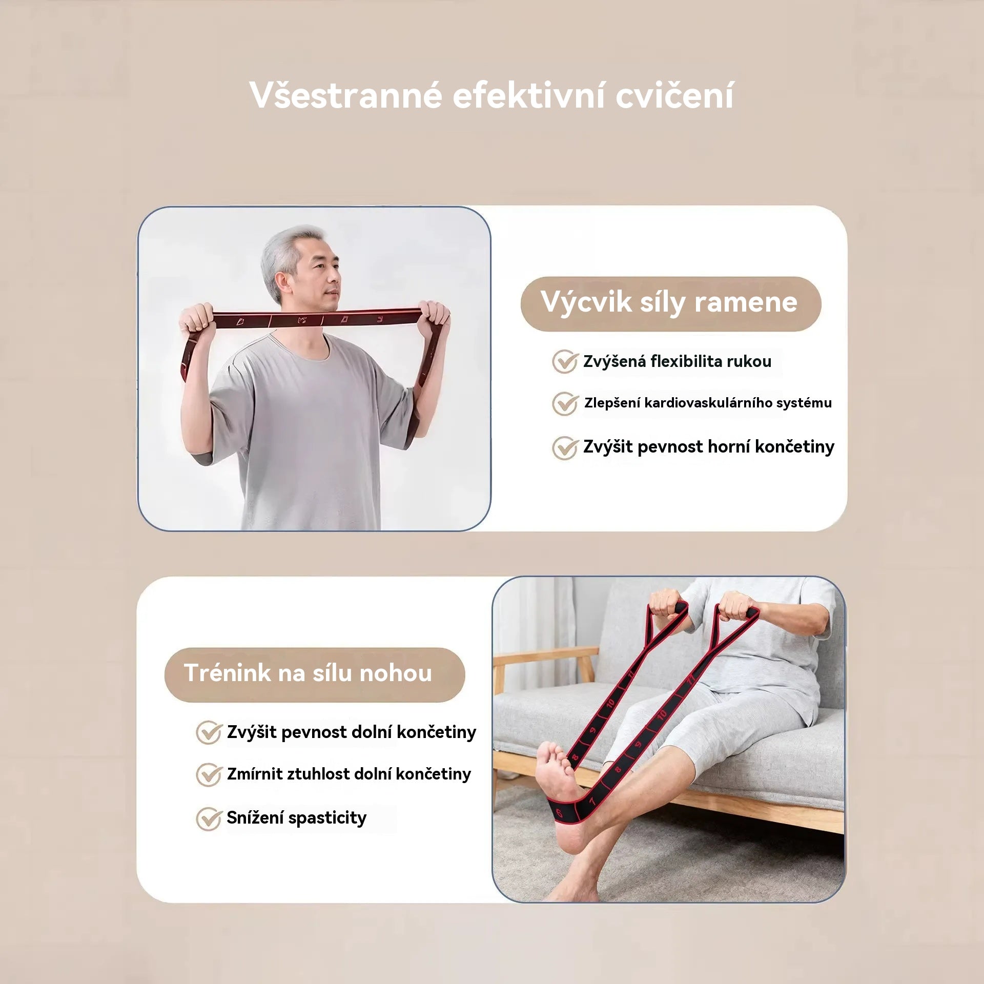 Odporová guma pro budování svalů, protahování nohou a elastická guma pro osoby středního a staršího věku.